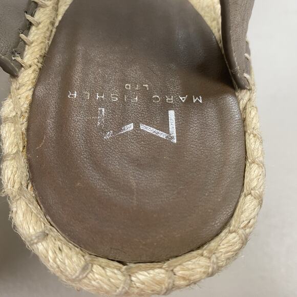 Marc Fisher Sandals 9 Platform Espadrille Brown Leather Ankle Strap Boho Randall - Picture 7 of 12